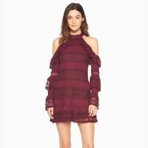 NWT Parker Windham Ruffle Lace Mauve Wine Dress